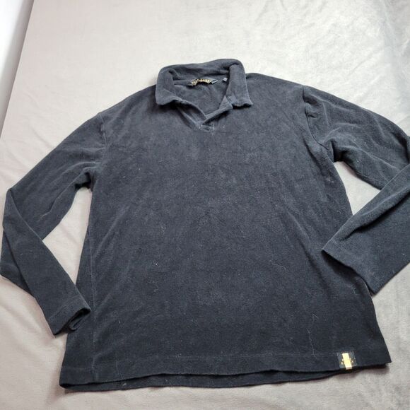 Rare Rabbit Sweater Women Size Medium Black Cotton Terry Cloth Collar Sweatshirt - Picture 1 of 11